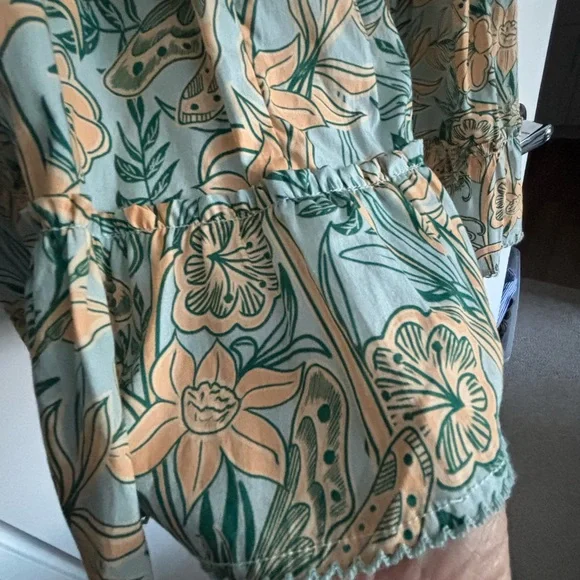 NWOT Agua by Agua Bendita Yellow and Blue Patterned Mini Dress
